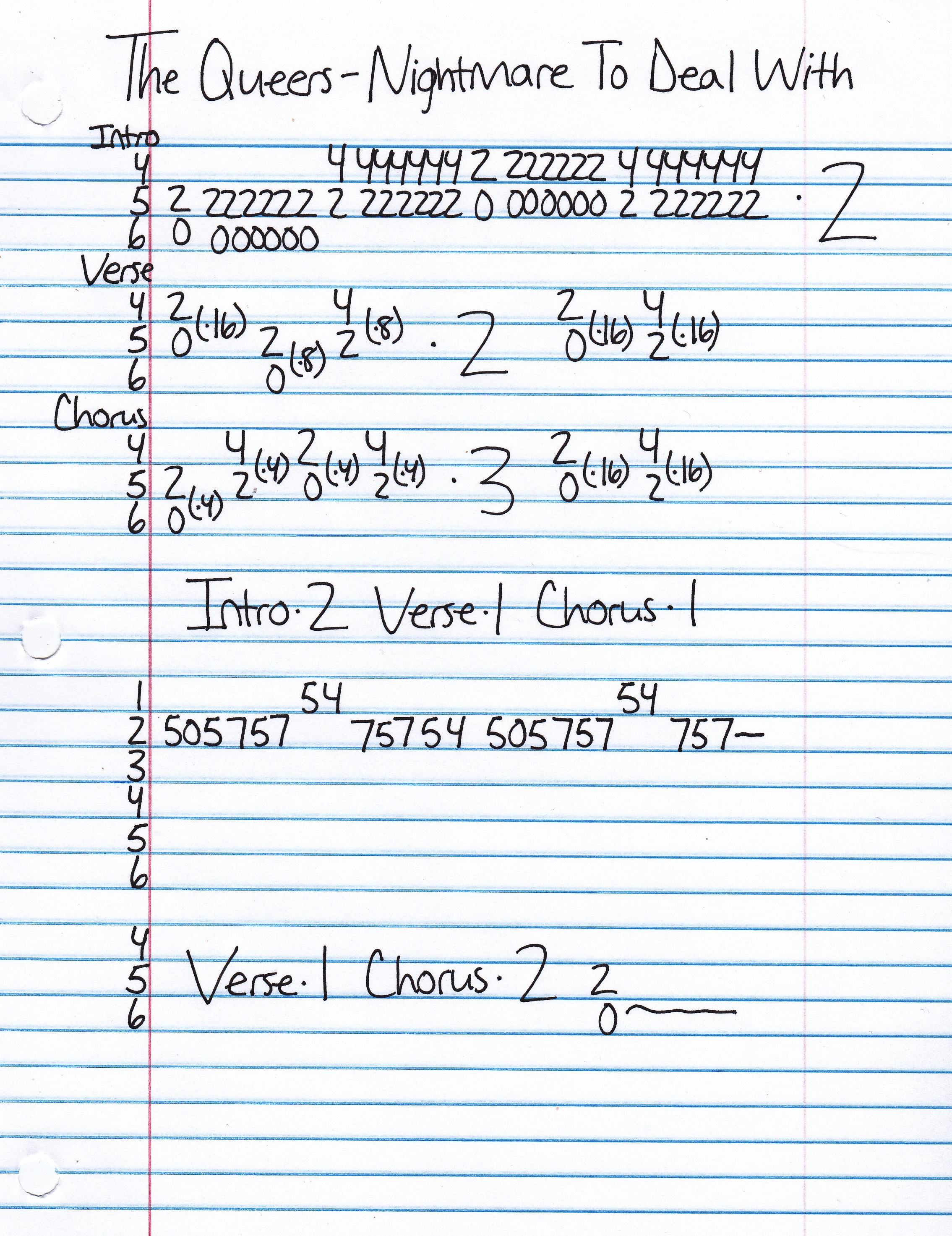 High quality guitar tab for Nightmare To Deal With by The Queers off of the album Save The World. ***Complete and accurate guitar tab!***